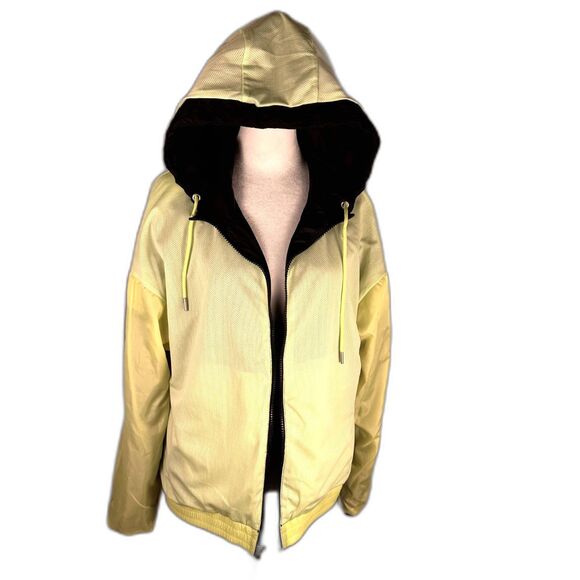 Hilfiger Windbreaker Lined Wm Sz M Navy Blue & Neon Yellow Accents Soft Fabric - Picture 11 of 16